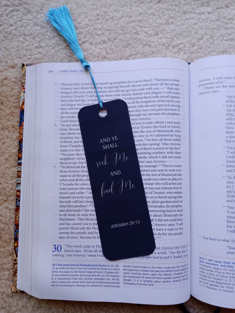 Bookmark on top of Bible
